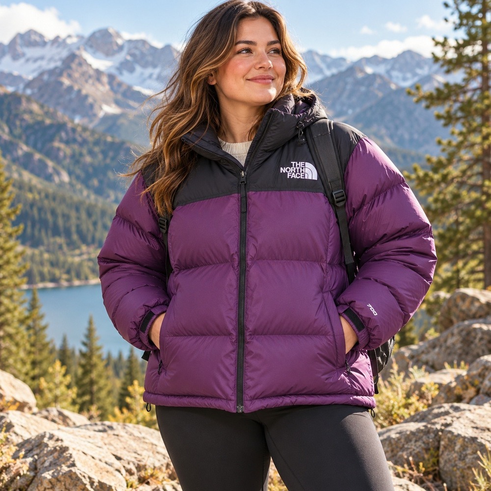 The North Face 1996 Retro Nuptse 700 Down Puffer Jacket Purple Black Womens 1X